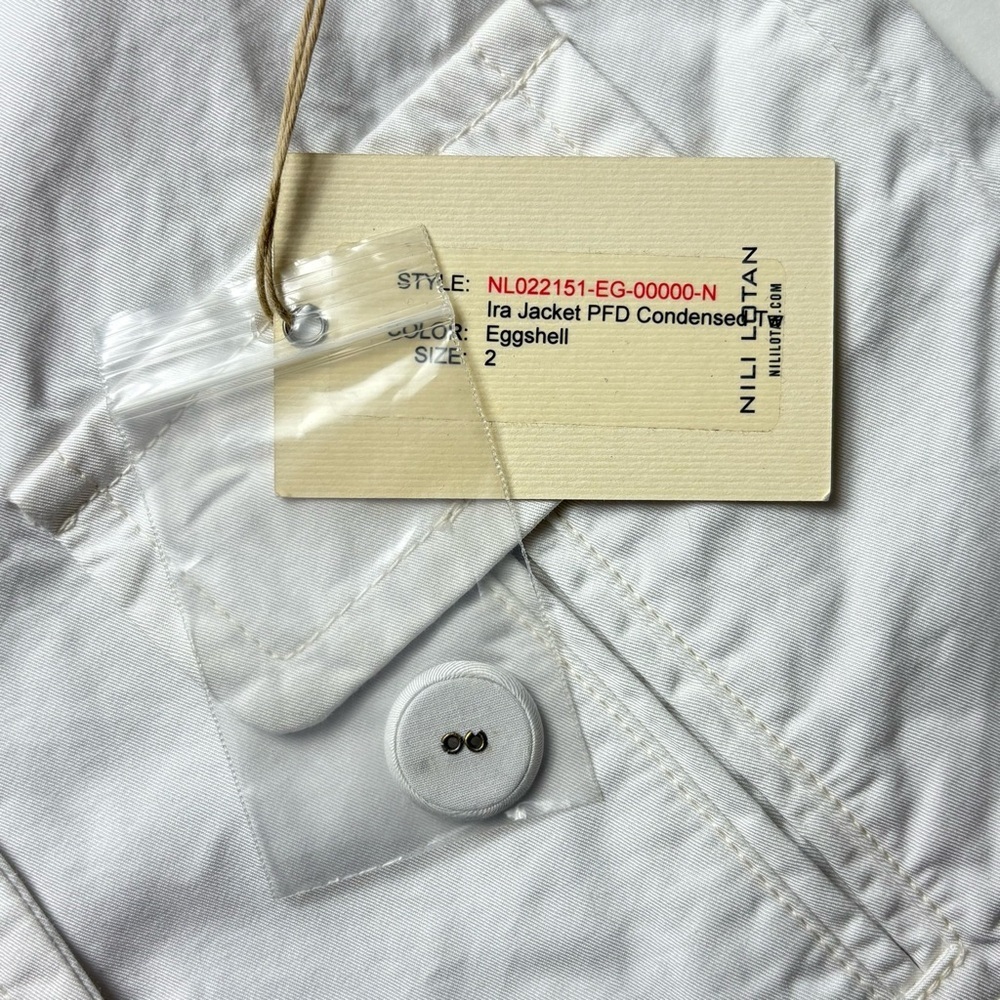 NILI LOTAN Cropped Cotton Ira Jacket Size 2 PFD Condensed 3/4 Sleeve Eggshell - Picture 13 of 13